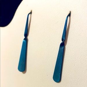 Long Blue Metal Earrings